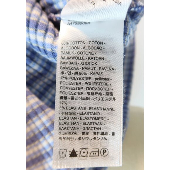 LEVIS Britt Slim Fit Cropped Striped Ribbed Pearl Snap Knit Top Size M Blue Y2K - Picture 6 of 6